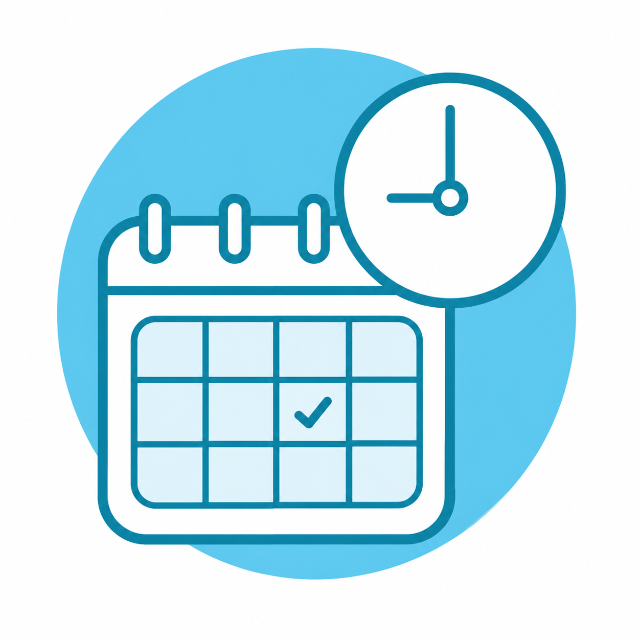 Scheduling icon with a calendar and clock